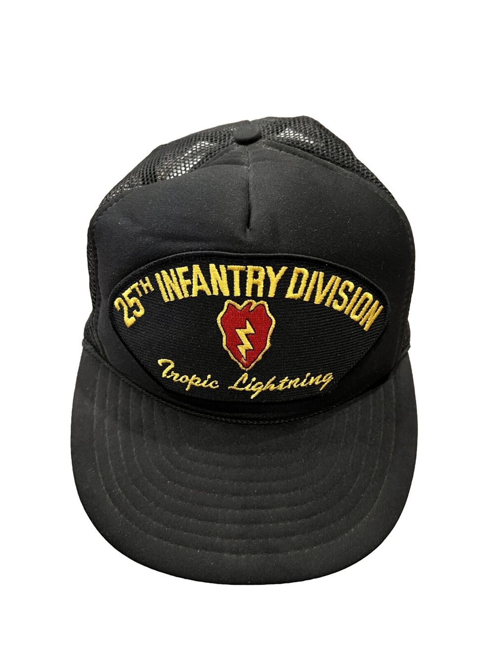 US Army 25th Infantry Division Mens Black Tropic Lightning Snapback Trucker Hat